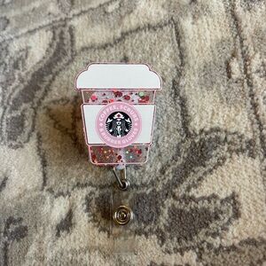 Starbucks Glittery Coffee Cup Badge Holder
